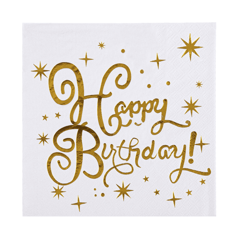 33x33 Alles Gute zum Geburtstag Cocktail Servietten 3Ply Paper Servietten mit heißem Stempel SJ3301