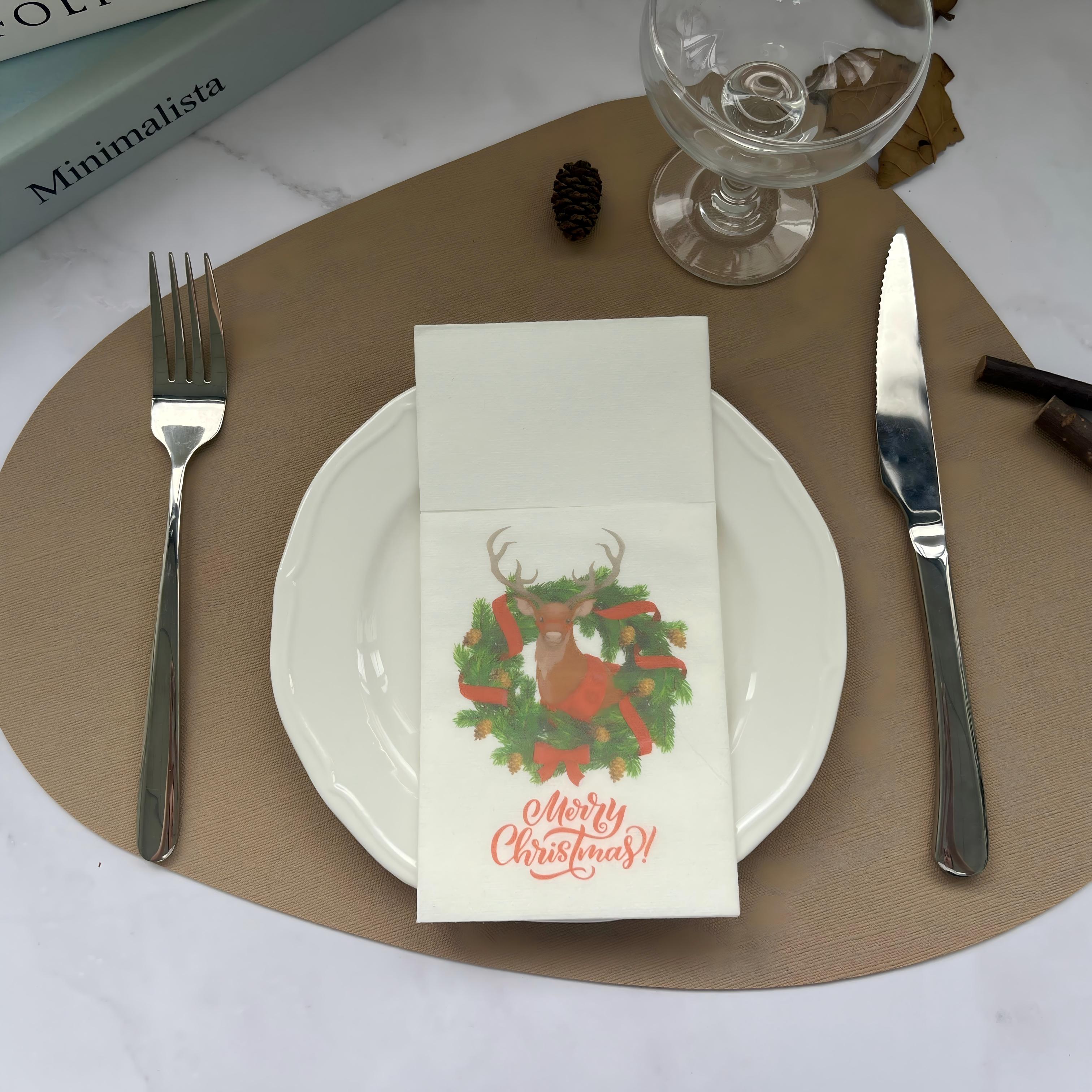 Frohe Weihnachten, individuelles Druckdesign, Airlaid-Servietten zum Abendessen